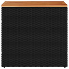Garten-Beistelltisch mit Holzplatte Schwarz 58x27,5x55 cm Poly Rattan
