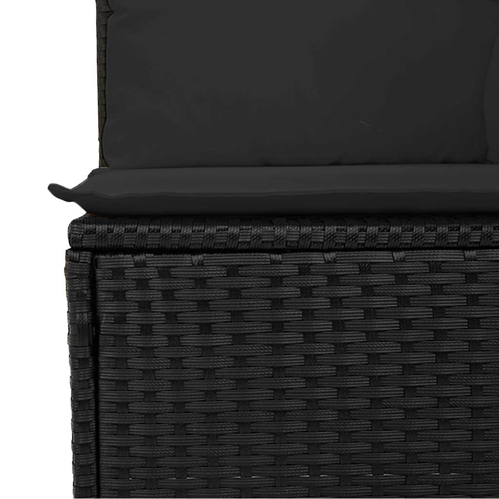 Gartensofa mit Kissen 2-Sitzer Schwarz Poly Rattan