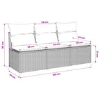 Gartensofa mit Kissen 3-Sitzer Schwarz Poly Rattan