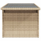 Gartentisch mit Glasplatte Beige 100x55x73 cm Poly Rattan