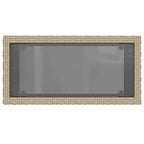 Garten-Beistelltisch Glasplatte Beige 58x27,5x55 cm Poly Rattan