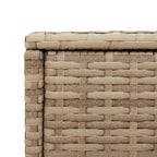 Garten-Beistelltisch Glasplatte Beige 58x27,5x55 cm Poly Rattan
