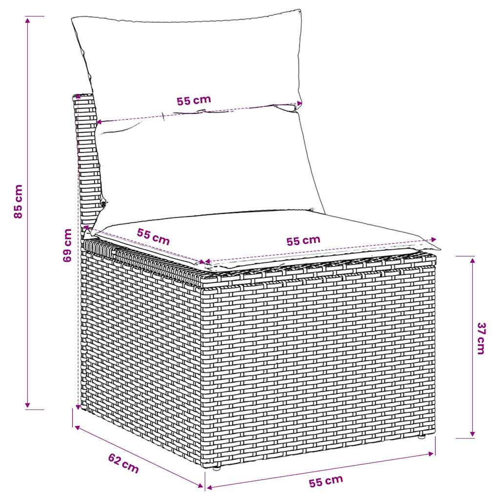 Gartensessel ohne Armlehnen mit Kissen Beige Poly Rattan
