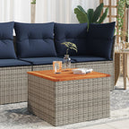Gartentisch Grau 55x55x37 cm Poly Rattan und Akazienholz