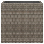 Garten-Beistelltisch mit Glasplatte Grau 58x27,5x55 cm Rattan