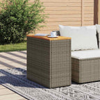 Garten-Beistelltisch mit Holzplatte Grau 58x27,5x55 cm Rattan