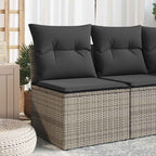 Gartensessel ohne Armlehnen mit Kissen Grau Poly Rattan