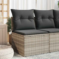 Gartensofa ohne Armlehnen mit Kissen Hellgrau Poly Rattan