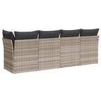 Gartensofa mit Kissen 4-Sitzer Hellgrau Poly Rattan