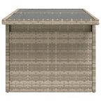 Gartentisch mit Glasplatte Hellgrau 100x55x73 cm Poly Rattan