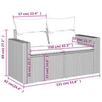 Gartensofa mit Kissen 2-Sitzer Hellgrau Poly Rattan