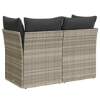 Gartensofa mit Kissen 2-Sitzer Hellgrau Poly Rattan