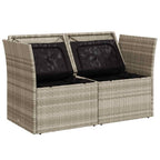 Gartensofa mit Kissen 2-Sitzer Hellgrau Poly Rattan
