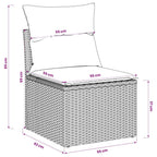Gartensofa ohne Armlehnen mit Kissen Braun Poly Rattan