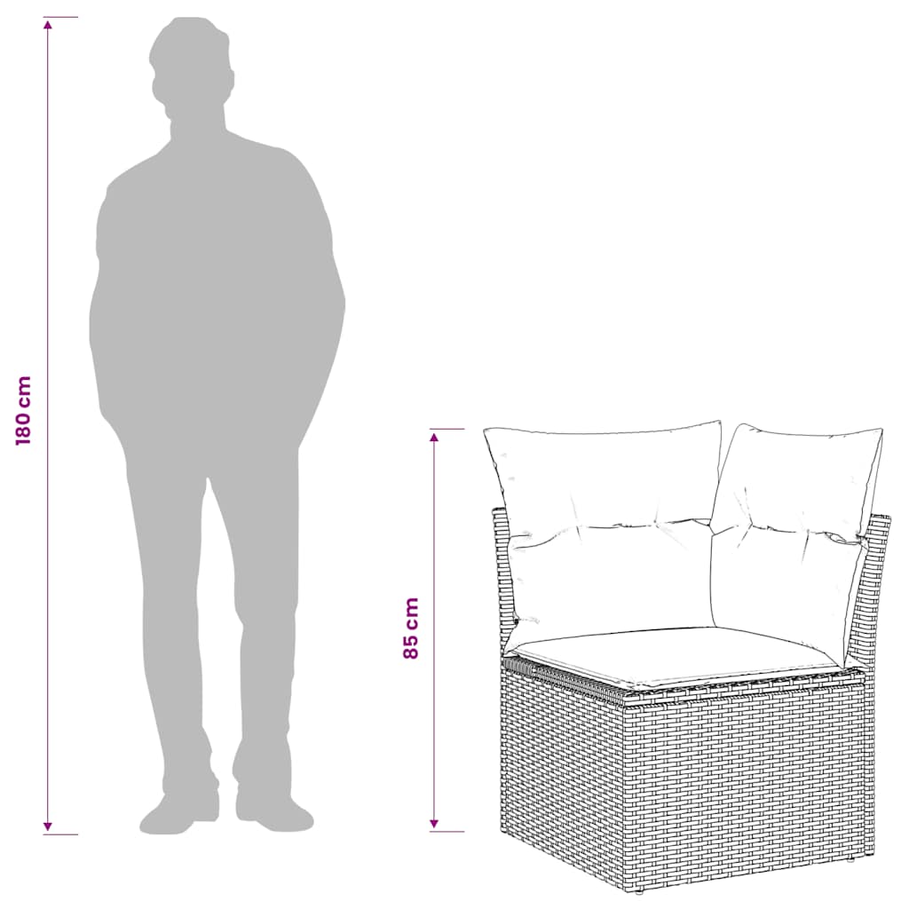 Garten-Ecksofa mit Kissen Braun Poly Rattan
