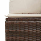 Gartensofa mit Kissen 3-Sitzer Braun Poly Rattan