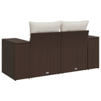 Gartensofa mit Kissen 2-Sitzer Braun Poly Rattan