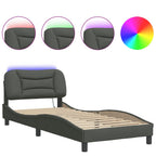 Bettgestell mit LED ohne Matratze "Hvar" Dunkelgrau 80x200 cm Stoff