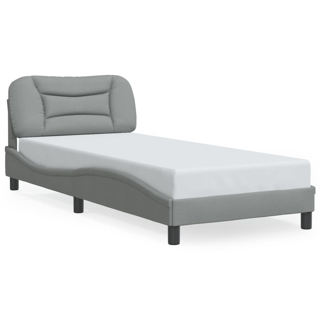Bettgestell mit LED ohne Matratze "Hvar" Hellgrau 90x190 cm Stoff