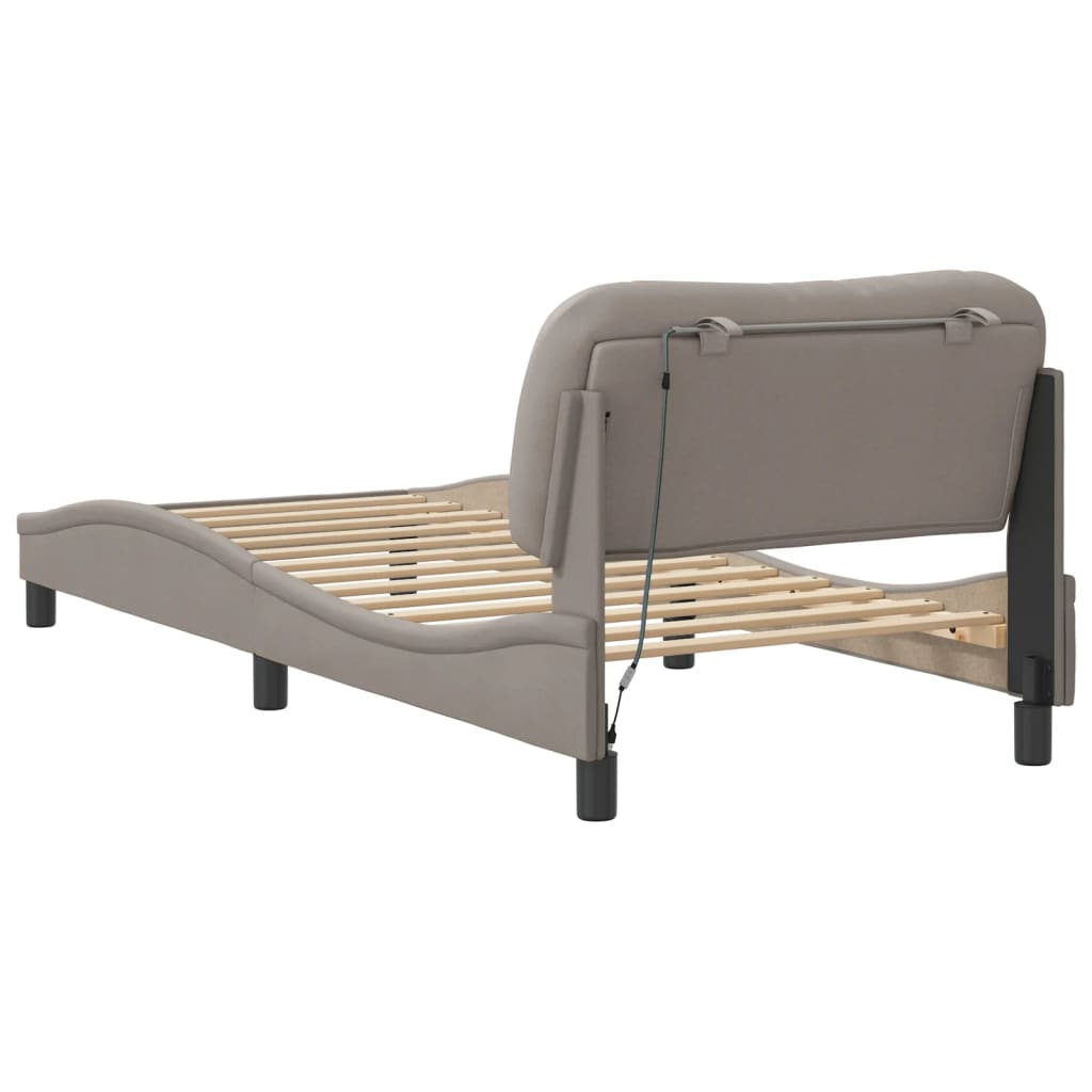 Bettgestell mit LED ohne Matratze "Hvar" Taupe 90x190 cm Stoff