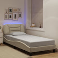 Bettgestell mit LED ohne Matratze "Hvar" Creme 90x190 cm Stoff