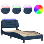 Bettgestell mit LED ohne Matratze "Hvar" Blau 90x190 cm Stoff