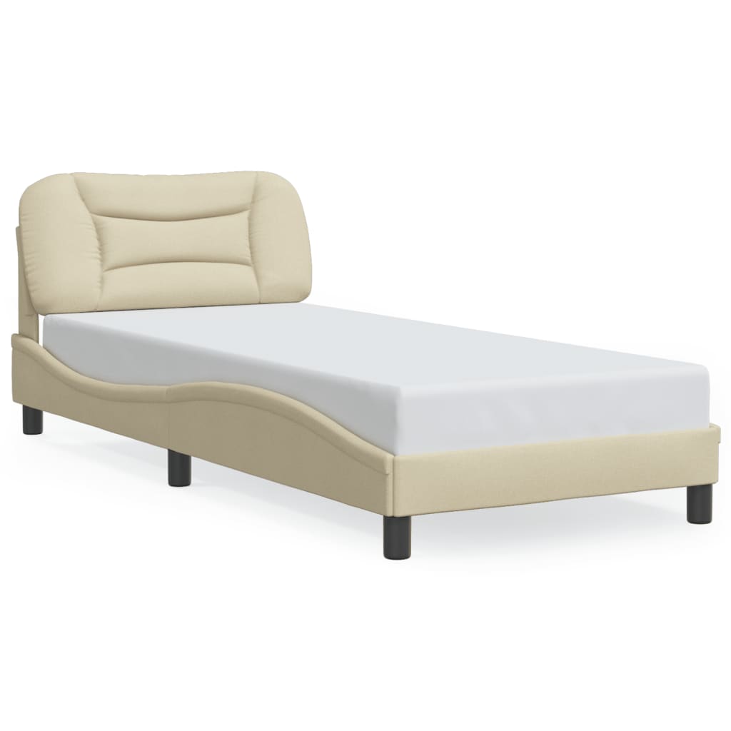 Bettgestell mit LED ohne Matratze "Hvar" Creme 90x200 cm Stoff