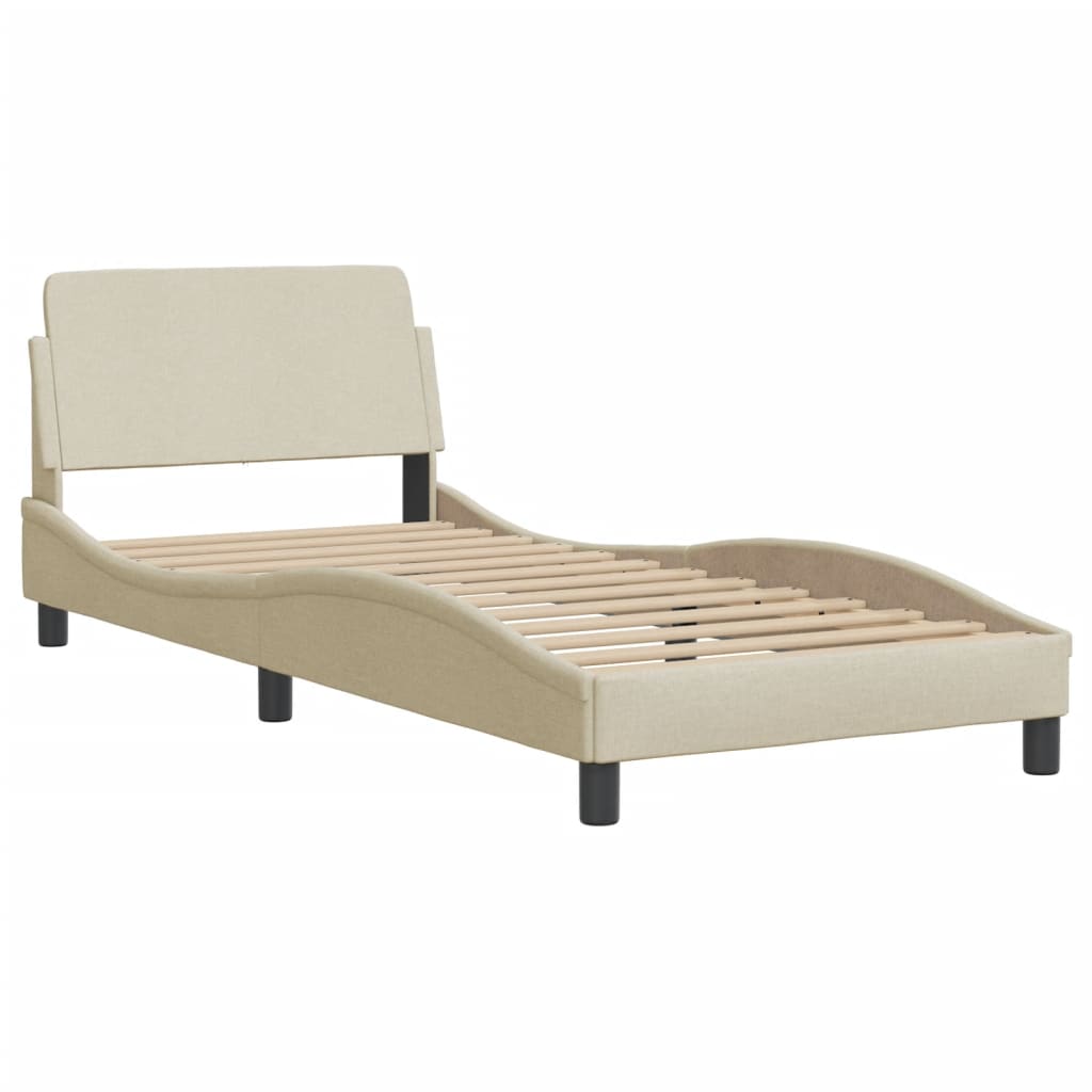 Bettgestell mit LED ohne Matratze "Hvar" Creme 90x200 cm Stoff