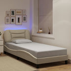 Bettgestell mit LED ohne Matratze "Hvar" Creme 90x200 cm Stoff
