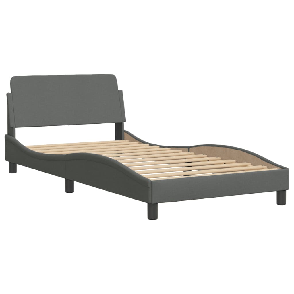 Bettgestell mit LED ohne Matratze "Hvar" Dunkelgrau 100x200 cm Stoff