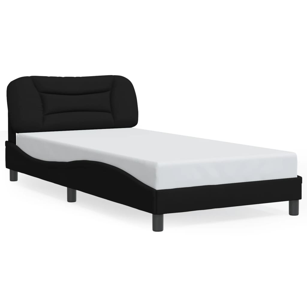 Bettgestell mit LED ohne Matratze "Hvar" Schwarz 100x200 cm Stoff