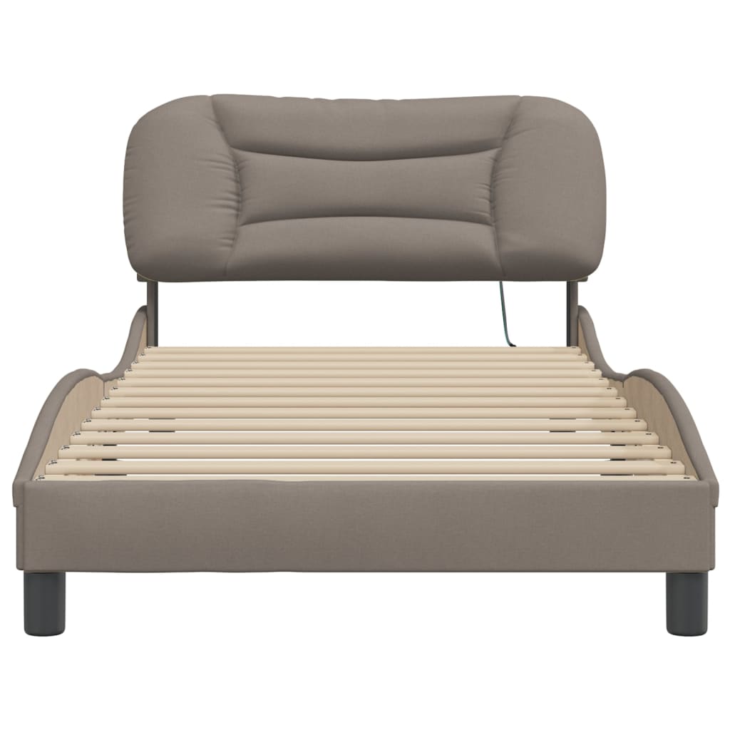 Bettgestell mit LED ohne Matratze "Hvar" Taupe 100x200 cm Stoff