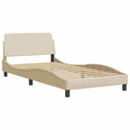 Bettgestell mit LED ohne Matratze "Hvar" Creme 100x200 cm Stoff