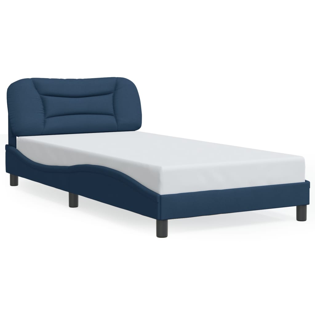 Bettgestell mit LED ohne Matratze "Hvar" Blau 100x200 cm Stoff