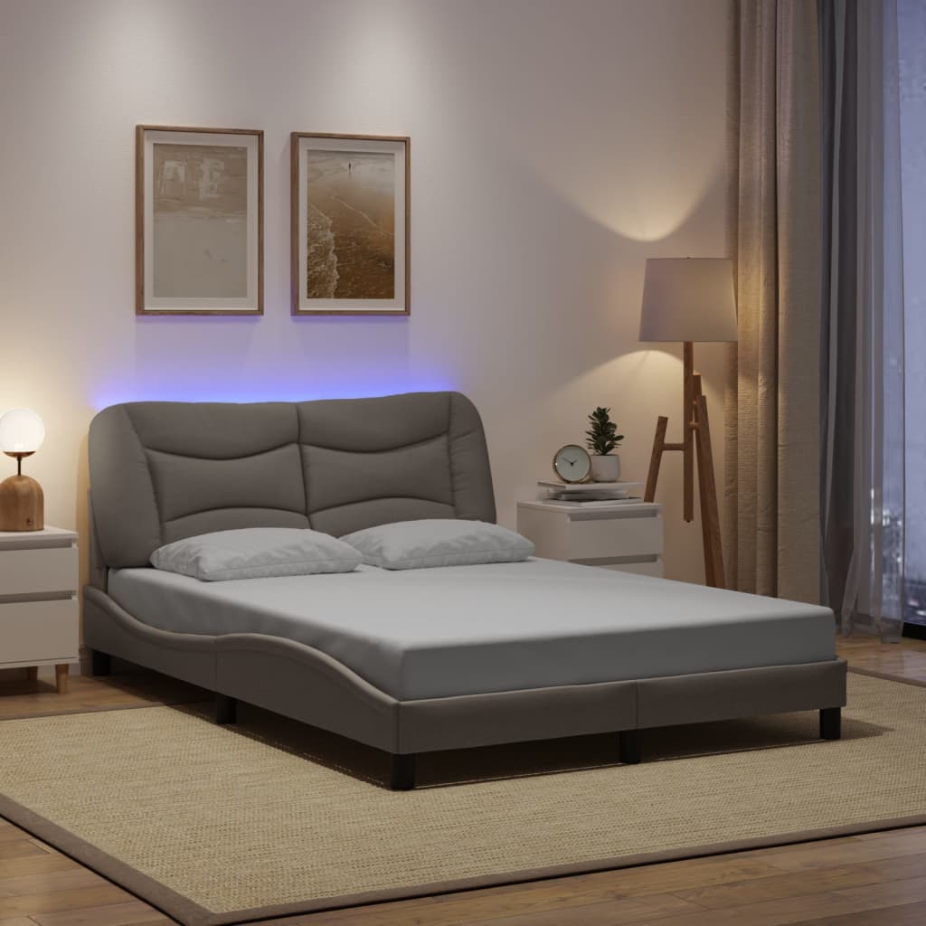 Bettgestell mit LED ohne Matratze "Hvar" Taupe 120x200 cm Stoff