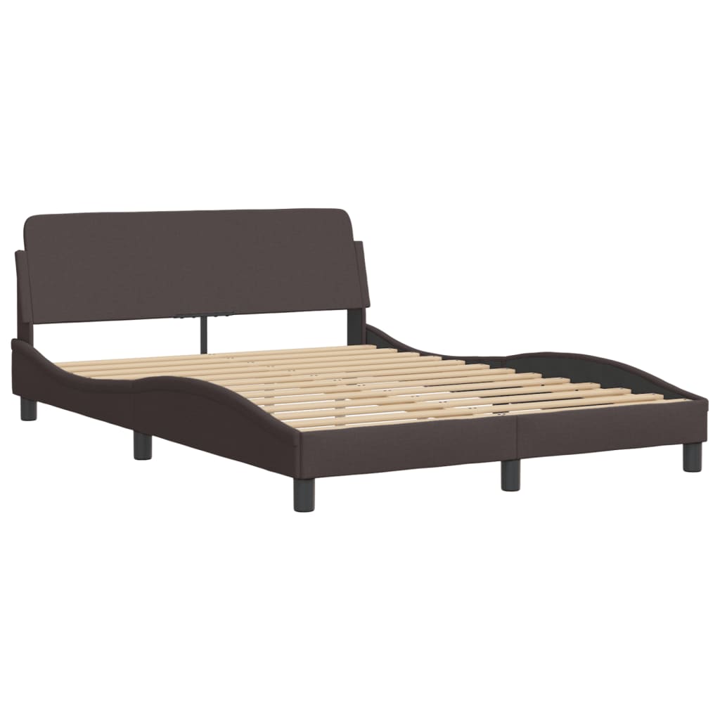Bettgestell mit LED ohne Matratze "Hvar" Dunkelbraun 140x190 cm Stoff