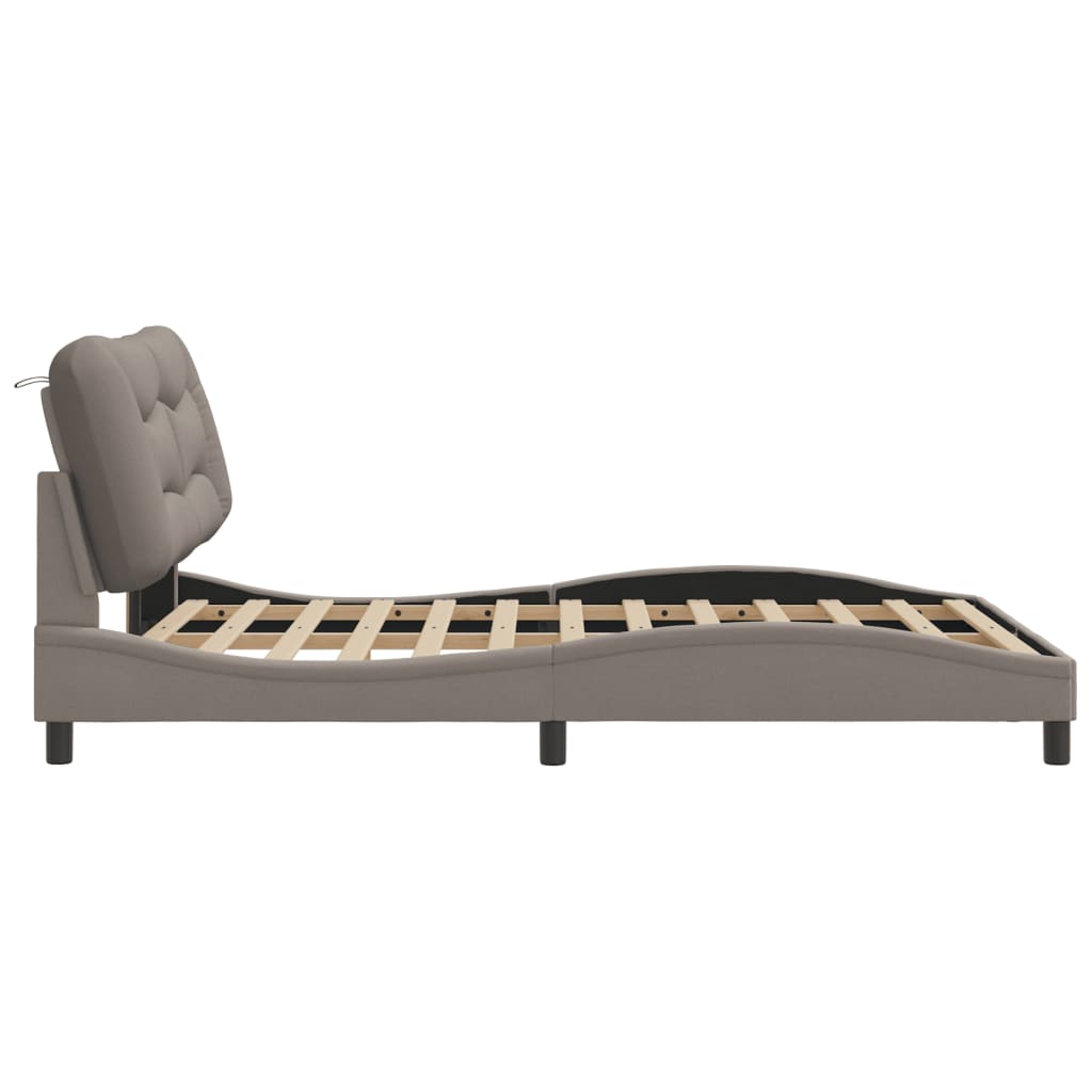 Bettgestell mit LED ohne Matratze "Hvar" Taupe 140x190 cm Stoff