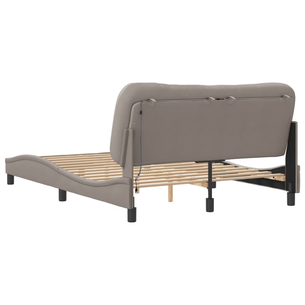 Bettgestell mit LED ohne Matratze "Hvar" Taupe 140x190 cm Stoff