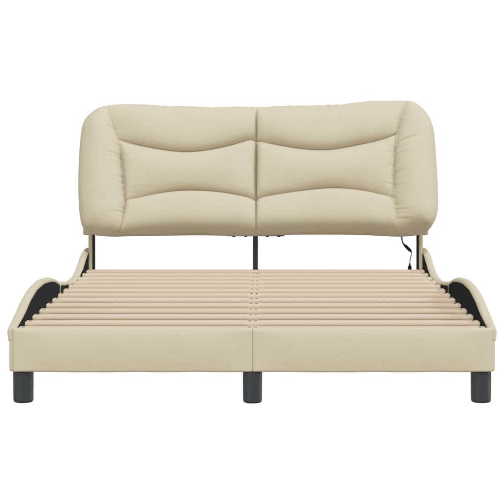 Bettgestell mit LED ohne Matratze "Hvar" Creme 140x190 cm Stoff