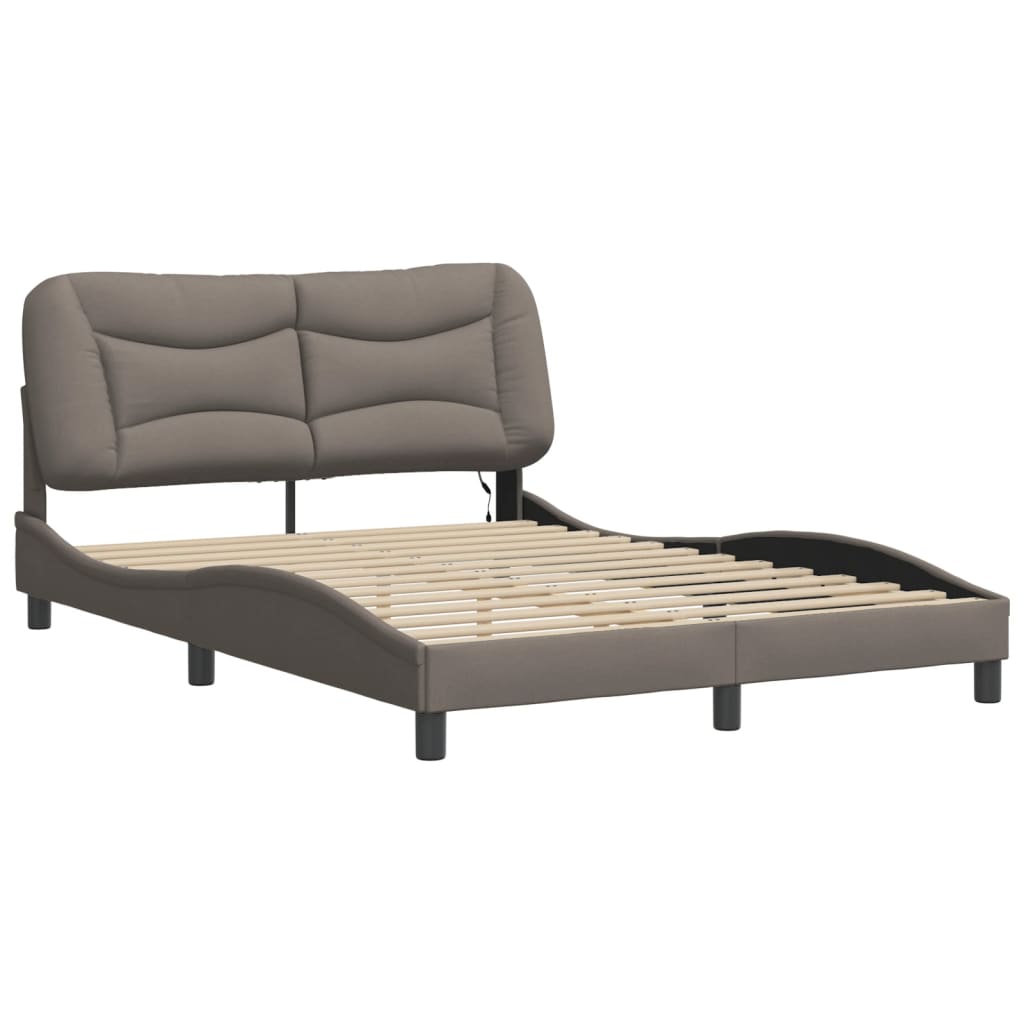 Bettgestell mit LED ohne Matratze "Hvar" Taupe 140x200 cm Stoff