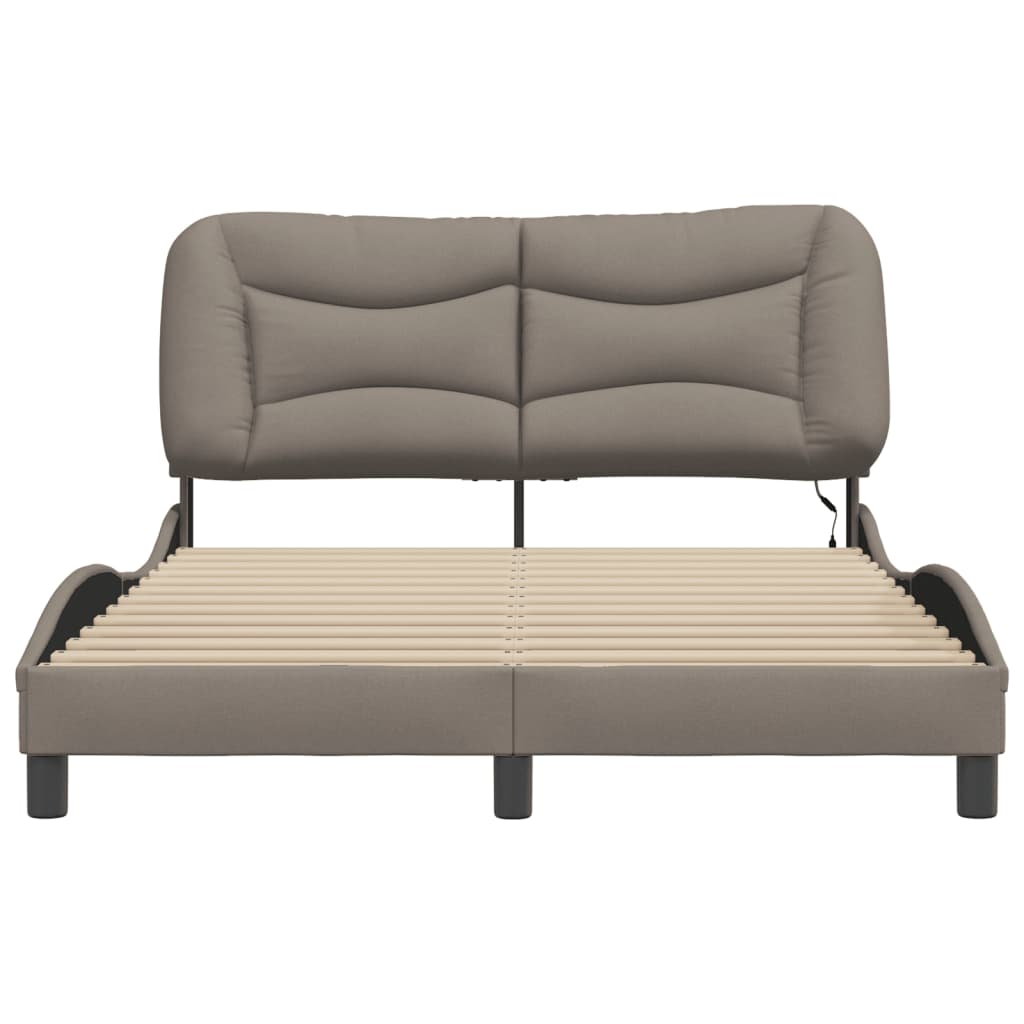 Bettgestell mit LED ohne Matratze "Hvar" Taupe 140x200 cm Stoff
