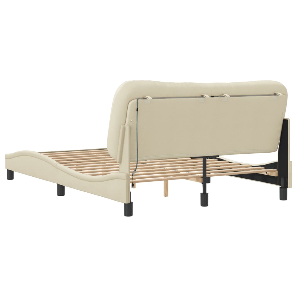 Bettgestell mit LED ohne Matratze "Hvar" Creme 140x200 cm Stoff