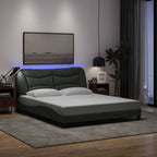 Bettgestell mit LED ohne Matratze "Hvar" Dunkelgrau 160x200 cm Stoff