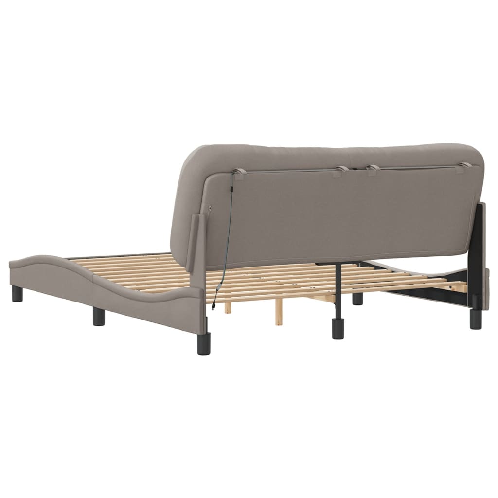 Bettgestell mit LED ohne Matratze "Hvar" Taupe 160x200 cm Stoff