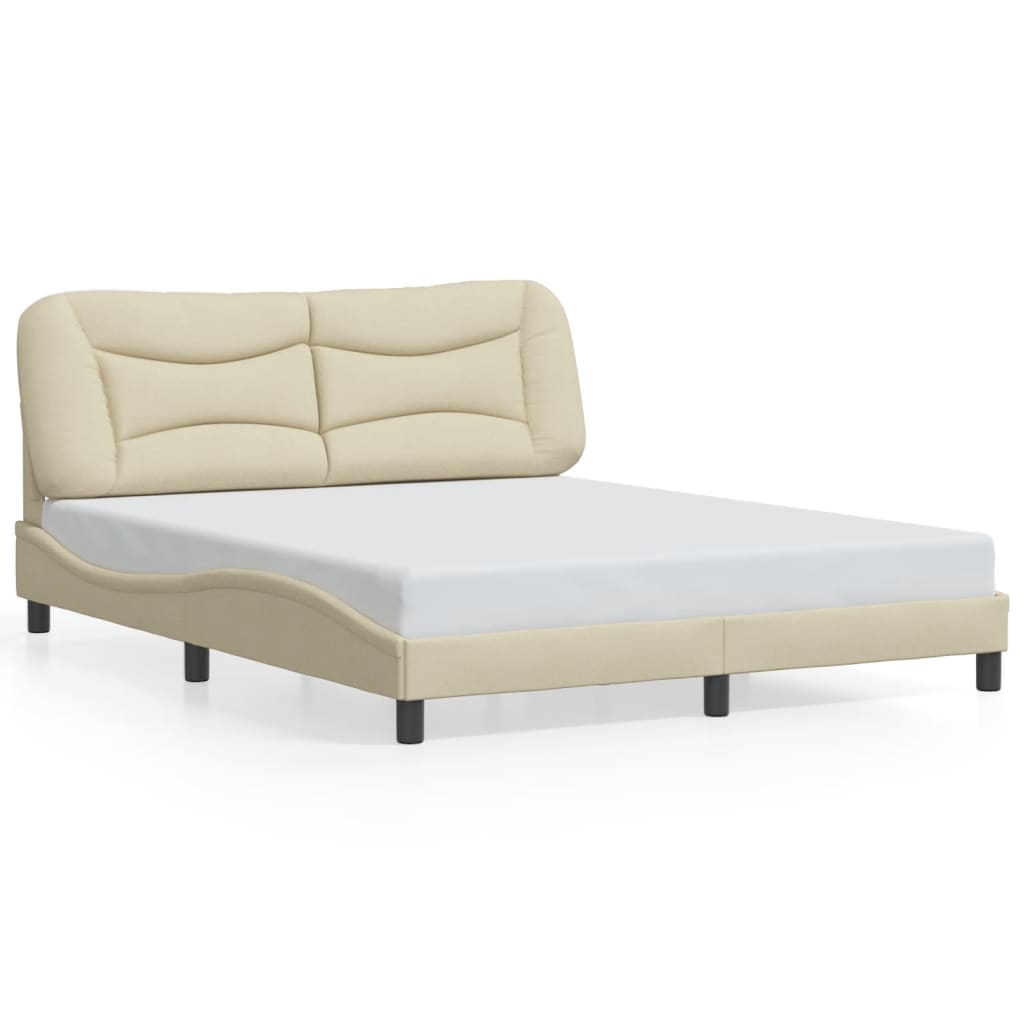 Bettgestell mit LED ohne Matratze "Hvar" Creme 160x200 cm Stoff