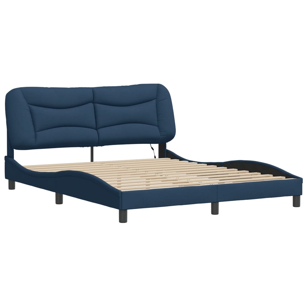Bettgestell mit LED ohne Matratze "Hvar" Blau 160x200 cm Stoff