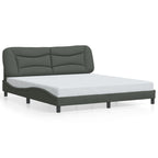 Bettgestell mit LED ohne Matratze "Hvar" Dunkelgrau 180x200 cm Stoff