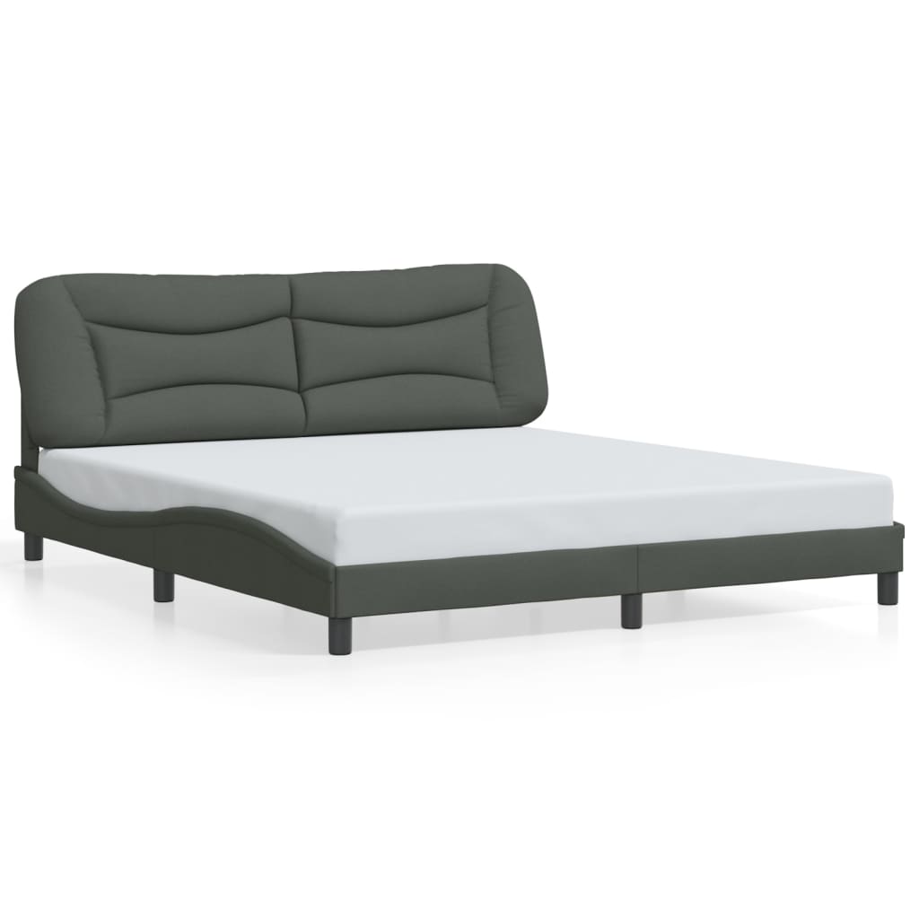 Bettgestell mit LED ohne Matratze "Hvar" Dunkelgrau 180x200 cm Stoff