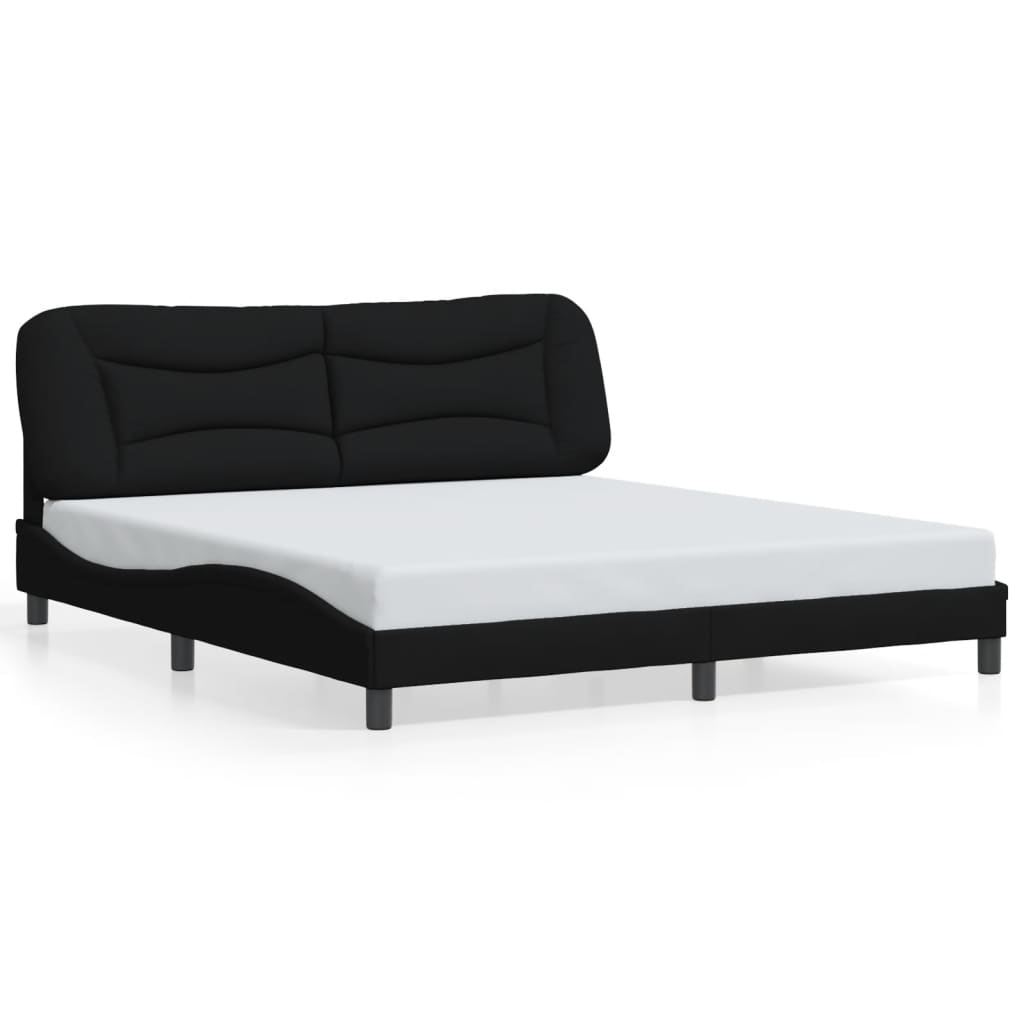 Bettgestell mit LED ohne Matratze "Hvar" Schwarz 180x200 cm Stoff