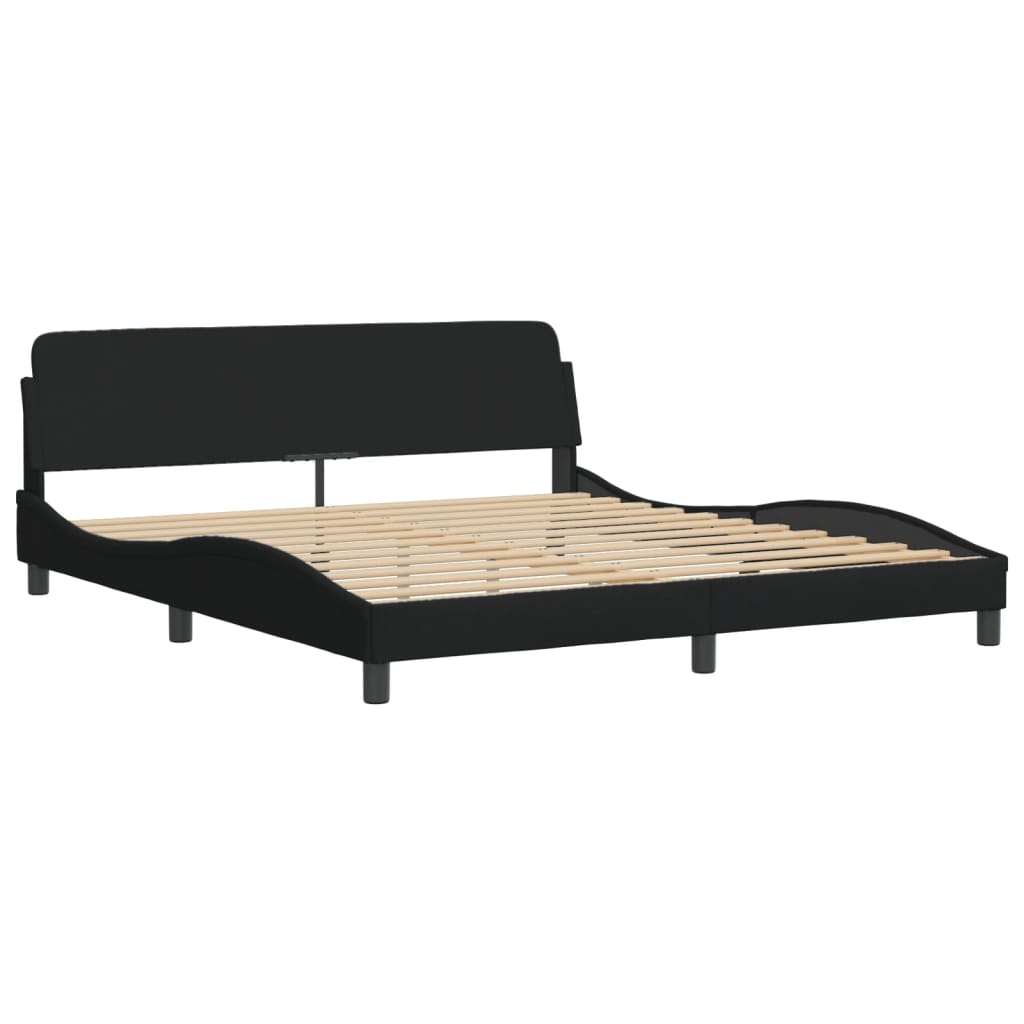 Bettgestell mit LED ohne Matratze "Hvar" Schwarz 180x200 cm Stoff